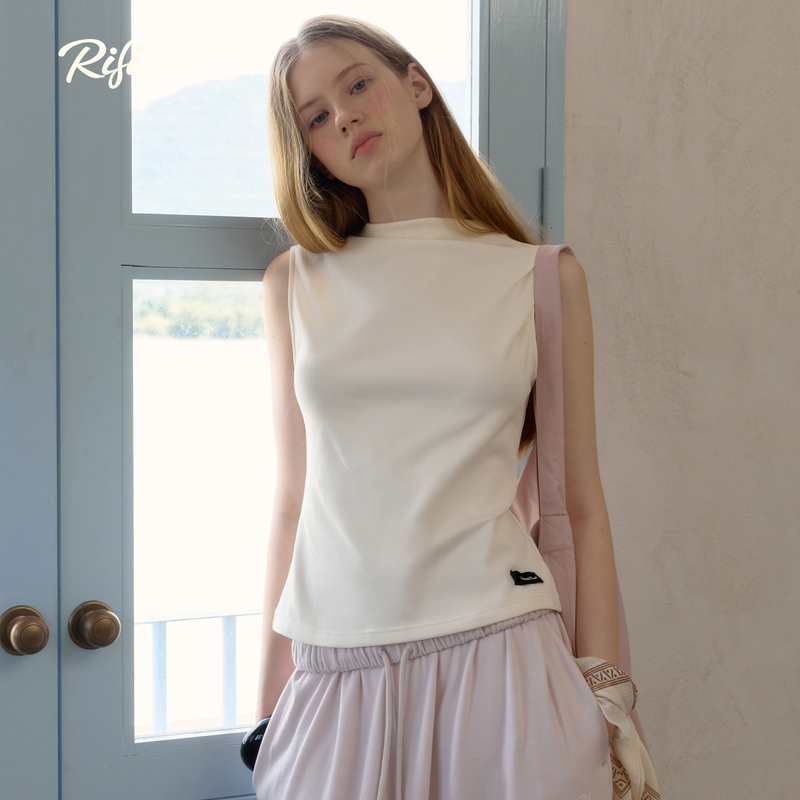 Rifi / "Logo Sleeveless Knit Top" New Summer Sleeveless Vest Slim Fit Simple Knit Top Rifi / "Logo Sleeveless Knit Top" New Summer Sleeveless Vest Slim Fit Simple Knit Top