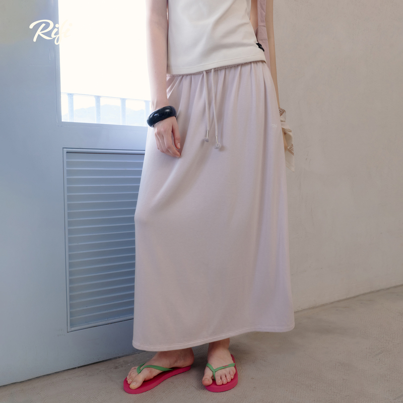 [Same Style as Zhao Lusi] Rifi/ "Logo Long Skirt" Tie-Up A-Line Skirt with Drapey Vintage Long Skirt