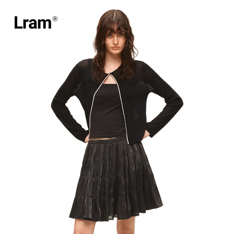 Lram Long-Staple Cotton Acetate Blend Breathable Lightweight Versatile Design Knit Cardigan Cover-Up Lm2630253