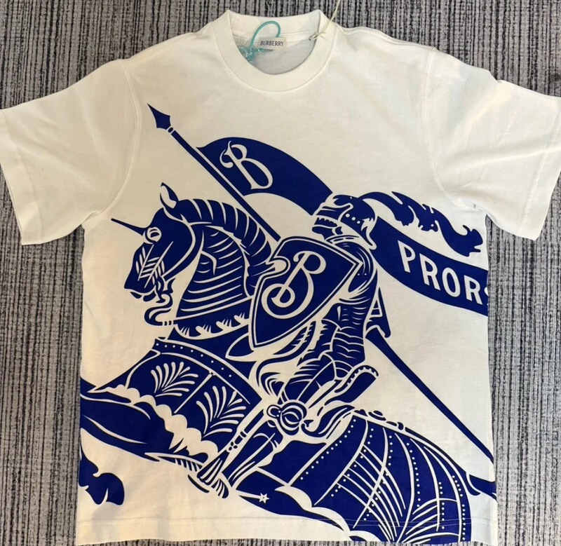 Cheng Zheng Independent Design Burberry Horse Short Sleeve T-Shirt, Heavyweight 280g Double Yarn Pure Cotton, Screen Printing, Distinguished from the Market