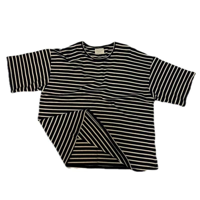 In Stock! Xiao Dong's Original 4Th Striped Three-Quarter Sleeve Shirt, 300g Pure Cotton Fabric, Versatile for Commuting