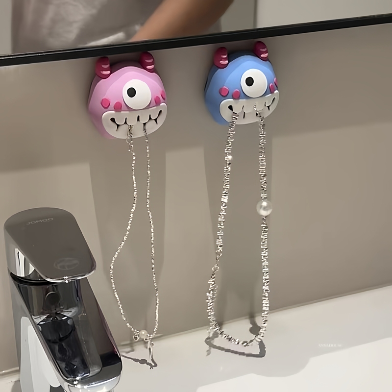 Little Monster Jewelry Storage Hook for Home Bathroom, No-Drill Face Towel Storage Clip, Multifunctional Non-Slip Towel Holder