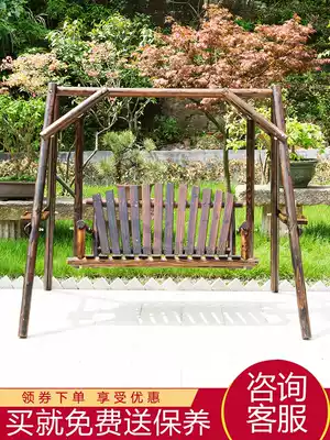 Outdoor swing courtyard solid wood rocking chair anticorrosive wood swing chair indoor home garden hanging chair