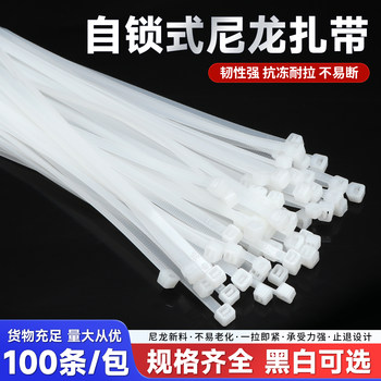 Nylon Cable Ties, 100-Pack, Self-Locking Plastic Buckle Cable Ties, Strong Fixing Straps, White and Black Cable Ties, High-Strength, Anti-Aging, National Standard Cable Ties, Binding Straps
