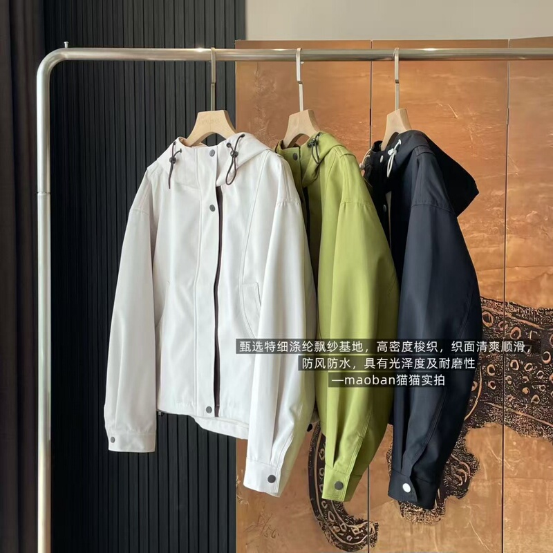 Wangpai Jacket Outdoor Relaxed Fit Double Windproof Large Brim Three-Dimensional Hood Drawstring Zipper Jacket for Women