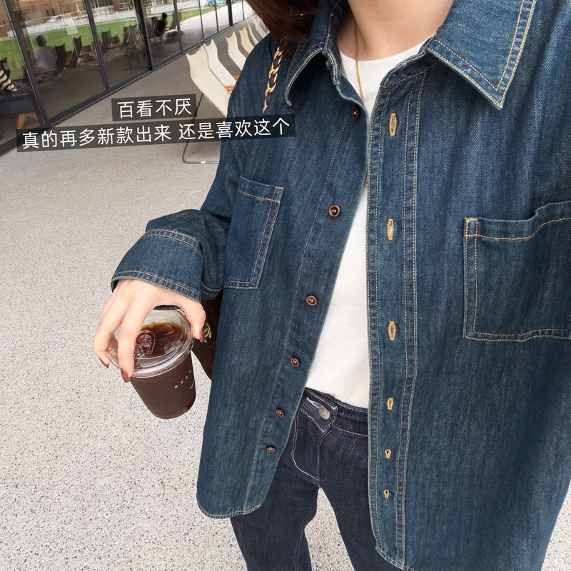 Warren Shirt Textbook Factory Premium Layerable and Wearable Alone 100% Cotton Vintage Washed Denim Shirt for Women