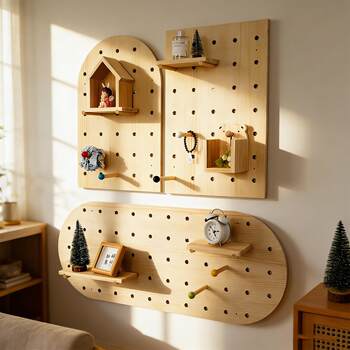 Solid wood hole board can be customized entrance wall storage rack entry foyer partition rack decorative storage wall hanging board