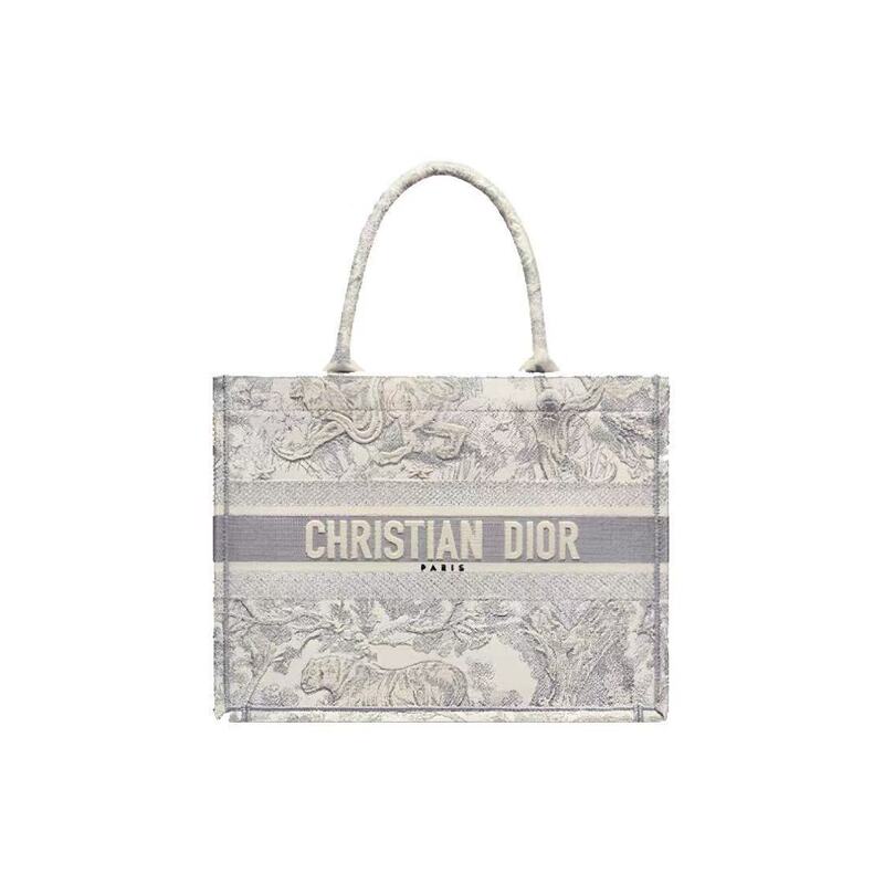 Dior Luxury Brand 99% New Printed Tiger Pattern Booktote Gray Medium Tote Bag Wz Dior Luxury Brand 99% New Printed Tiger Pattern Booktote Gray Medium Tote Bag Wz