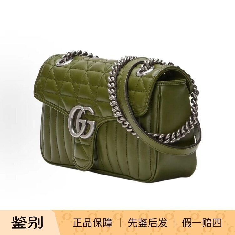 Gucci Gucci Luxury Brand 99% New Classic Olive Green Marmont 26 Shoulder Crossbody Bag for Women Wz