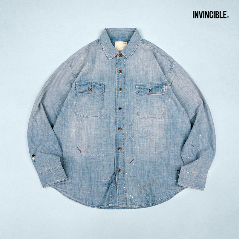 Madness Vtg Chambray Buttons Shirt Vintage Denim Button Shirt 26Aw Madness Vtg Chambray Buttons Shirt Vintage Denim Button Shirt 26Aw