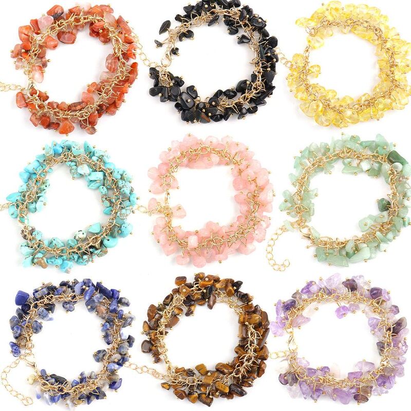 Amazon's New Bohemian Natural Gravel Crystal Bracelet, Fashionable and Versatile Bracelet, Multi-Color Bracelet B37