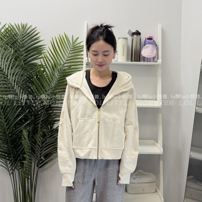 Lululemon Scuba Oversized Full-Zip Hooded Long-Sleeved Cropped Sweatshirt Jacket【Xd】