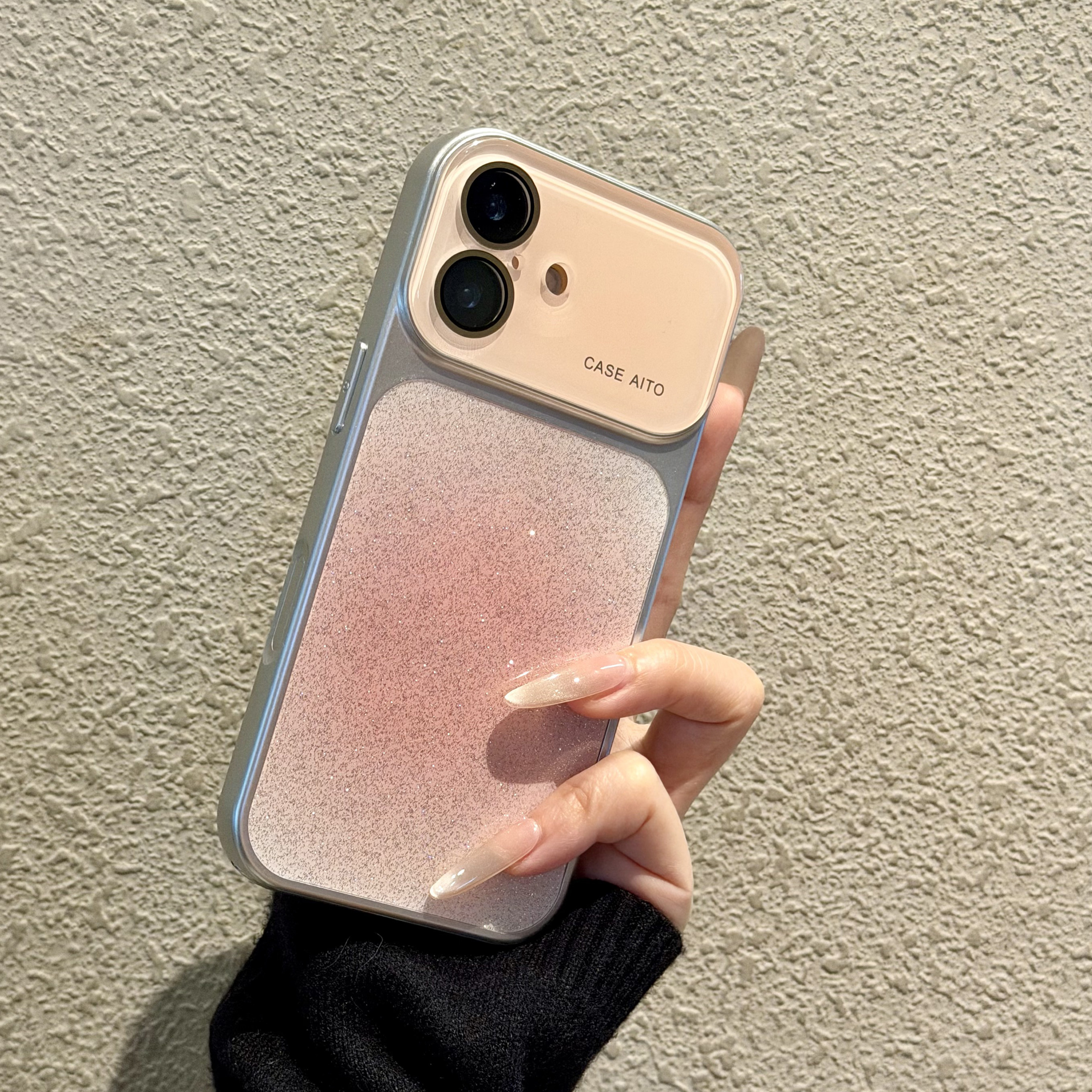 Girly Pink Gradient Glitter Phone Case Suitable for Apple 17 Pro Max, iPhone 16 Pro, High-End New Model 15, New Product 14, Super Pretty 13, Very Pretty 12, Full Coverage Anti-Drop 18 Pro Max