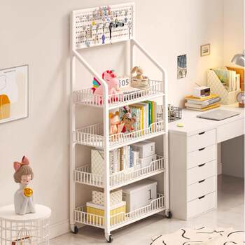 Hole board bookshelf movable floor-standing storage rack for home living room multi-layer simple combination student book storage rack