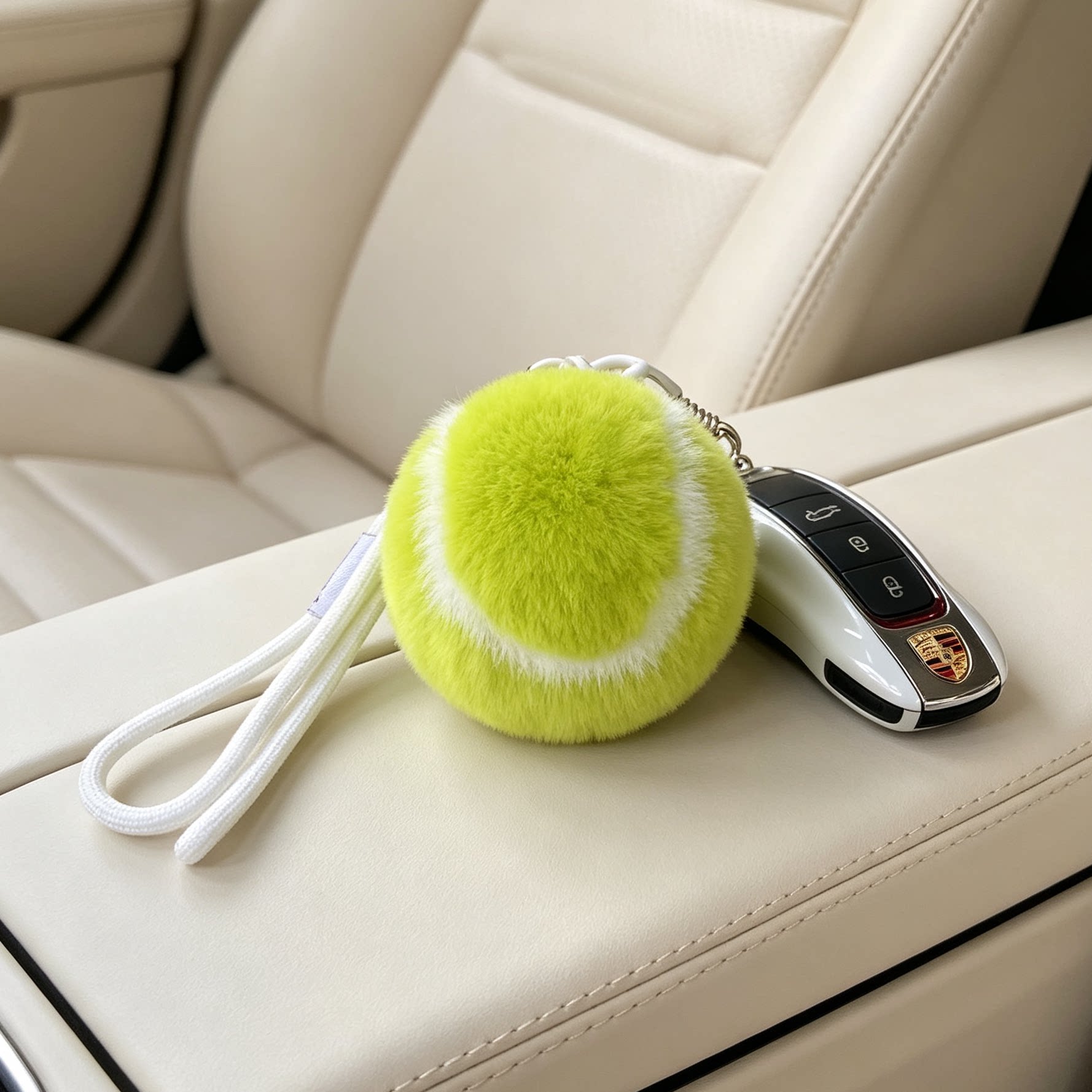 Real Rex Rabbit Fur Tennis Keychain Pendant