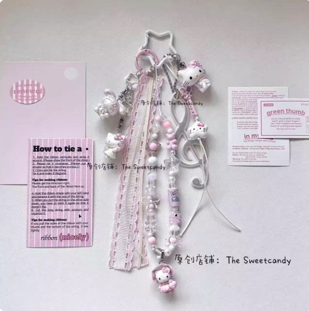 Ribbon Bow Creative Car Keychain Phone Case Lanyard Versatile Girly Backpack Chain
