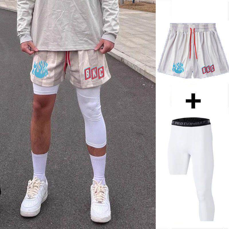 American-Style Trendy Brand Men's Basketball Shorts, Summer Ice Silk Breathable Fitness Training Pants, Mesh Sports Shorts