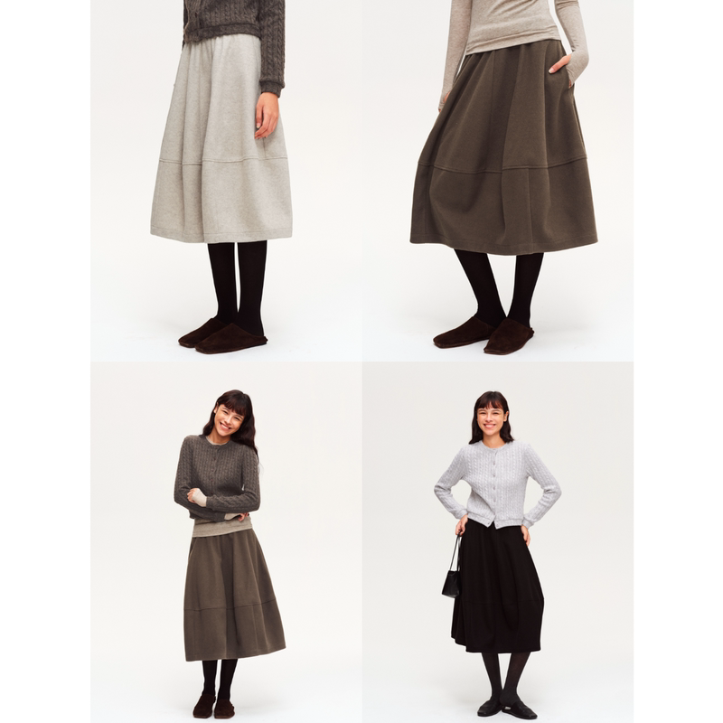 Multimath Little Ding Baoli/Woolen Commuting Puff Skirt/Autumn and Winter High-Waisted Skirt Vintage Floral Skirt Multimath Little Ding Baoli/Woolen Commuting Puff Skirt/Autumn and Winter High-Waisted Skirt Vintage Floral Skirt