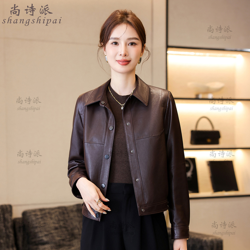 Genuine Leather Jacket for Women 2026 Spring and Autumn New Style Haining High-End Oil Wax Sheepskin Casual Jacket Slim Fit Short Coat Genuine Leather Jacket for Women 2026 Spring and Autumn New Style Haining High-End Oil Wax Sheepskin Casual Jacket Slim Fit Short Coat