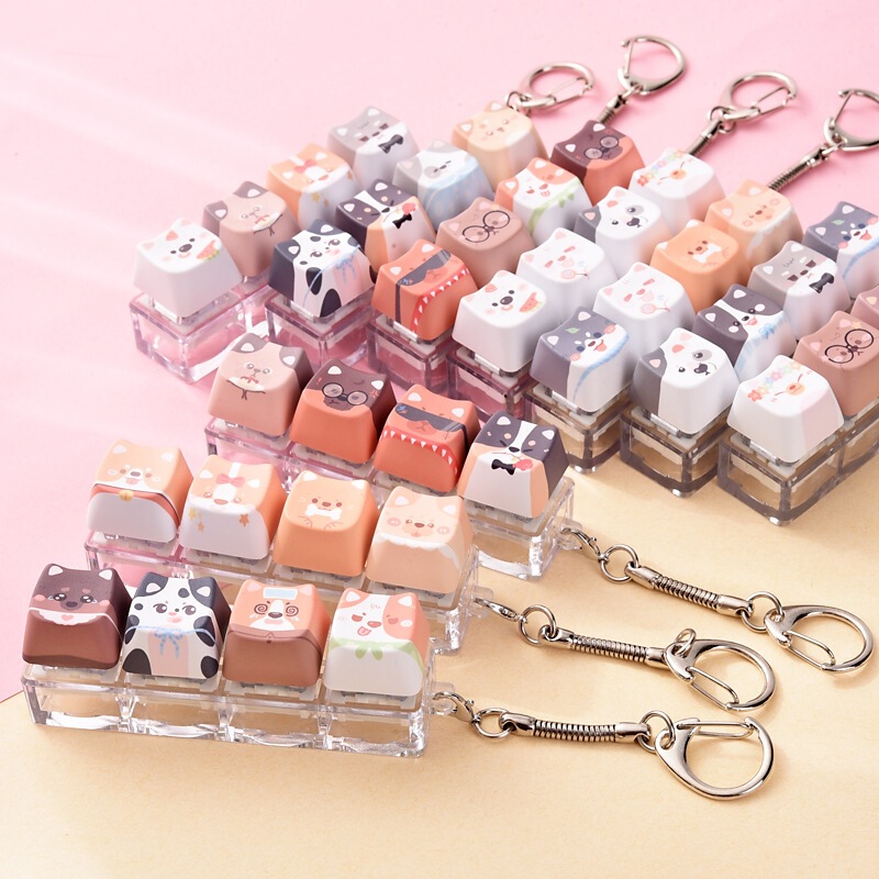Cross-Border Creative Sublimation Stress-Relief Cat and Dog Keychain Small Pendant Stress-Relief Gadget