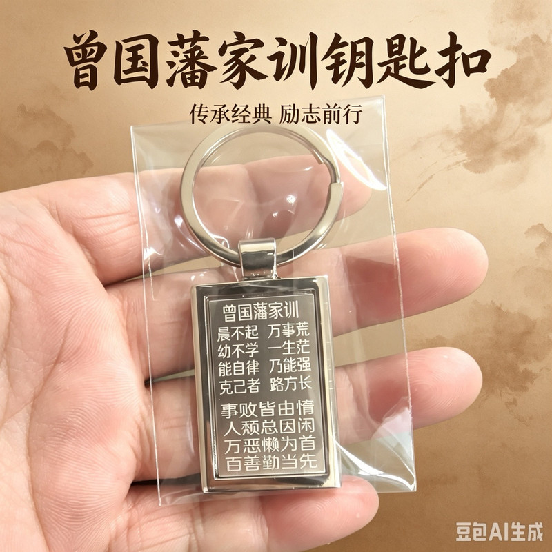 Zeng Guofan's Family Motto and Rules: "Don'T Wake up Early, Everything Will Be in Disarray." Stainless Steel Keychain with Inspirational Quotes
