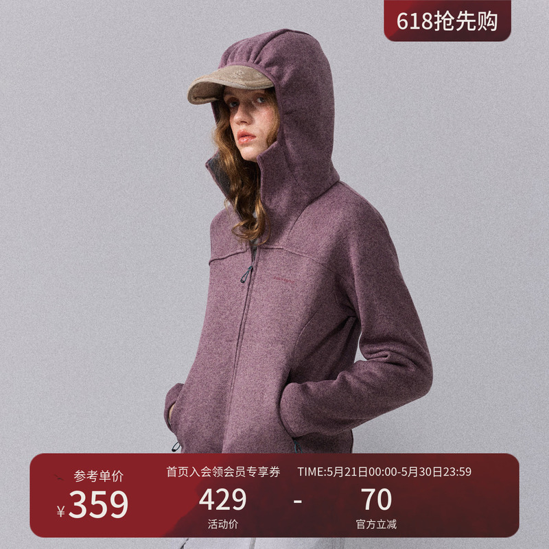 Instant Mountain Monrest Outdoor Hooded Slim Fit Fleece 5A Antibacterial Fleece-Lined Cardigan Sweatshirt Jacket for Women Instant Mountain Monrest Outdoor Hooded Slim Fit Fleece 5A Antibacterial Fleece-Lined Cardigan Sweatshirt Jacket for Women
