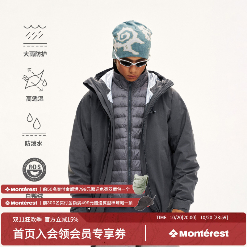 Monterest Outdoor 3-in-1 White Duck down Jacket Waterproof High Breathability Jacket for Men Monterest Outdoor 3-in-1 White Duck down Jacket Waterproof High Breathability Jacket for Men