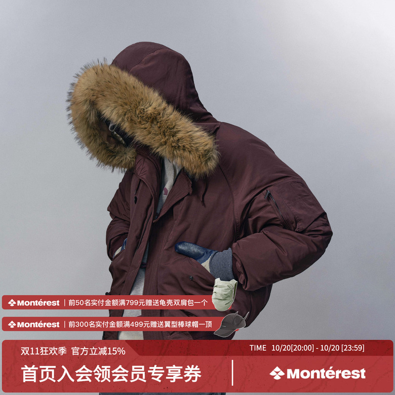 Instant Mountain Monrest Outdoor N2B Detachable Workwear Style Loose Flight Jacket down Jacket for Men