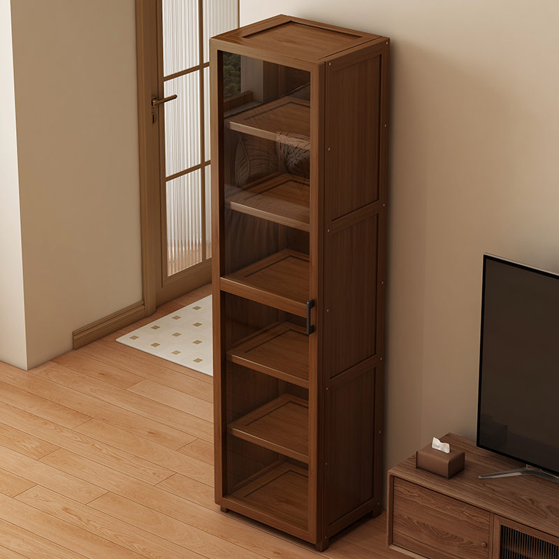 Bookshelf floor-standing storage rack with door household dust-proof integrated B wall display rack bedroom multi-layer simple storage cabinet