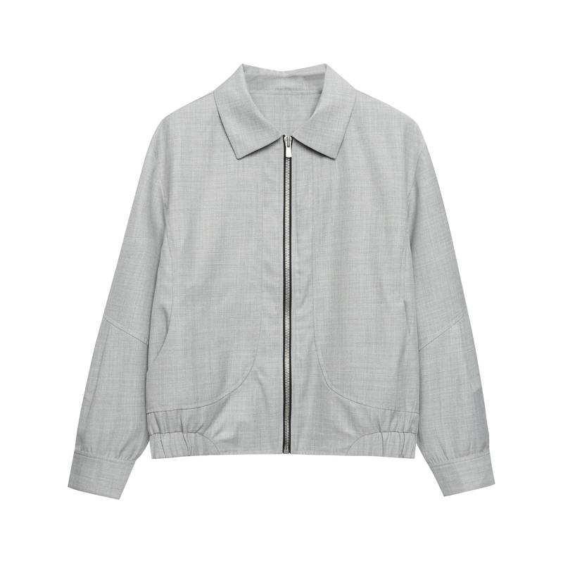 Immature Wool Blend Structured Design Jacket Ki Style Wool Jacket 30% Wool Jacket