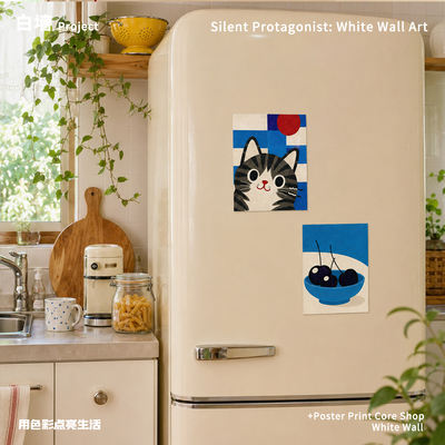 Cute black cat fridge magnets, amusing Ins-style illustration posters, wall stickers, living room soft magnetic sheets, magnetic stickers