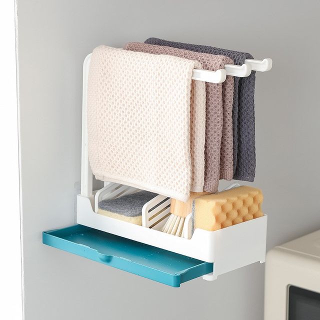 Kitchen hole-free storage rack desktop wall-mounted dual-purpose A drain rag rack household countertop sink storage sponge