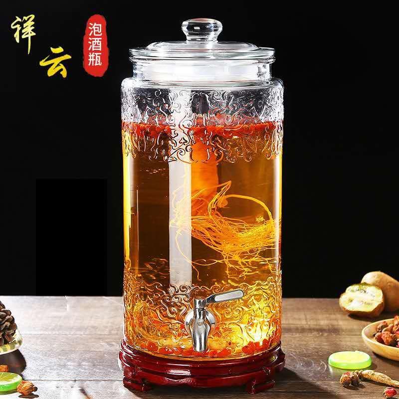 Retail soaking wine glass bottle with faucet 10kg 15kg 20kg thickened soaking wine bottle medicinal wine bottle soaking wine jar