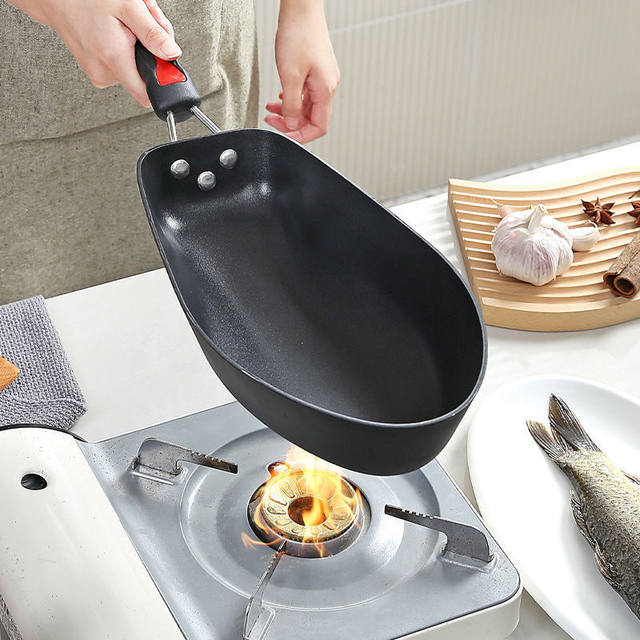 Special Pot for Grilling Fish, Large Fish-Shaped Teppanyaki Pan, New Rectangular Non-Coated Iron Pan for Home Use, Fish Frying Pan