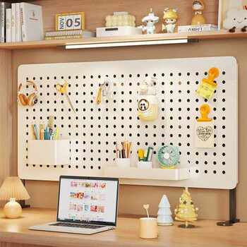 Perforated board desktop dormitory vertical display rack table storage rack accessories home desk punch-free storage partition