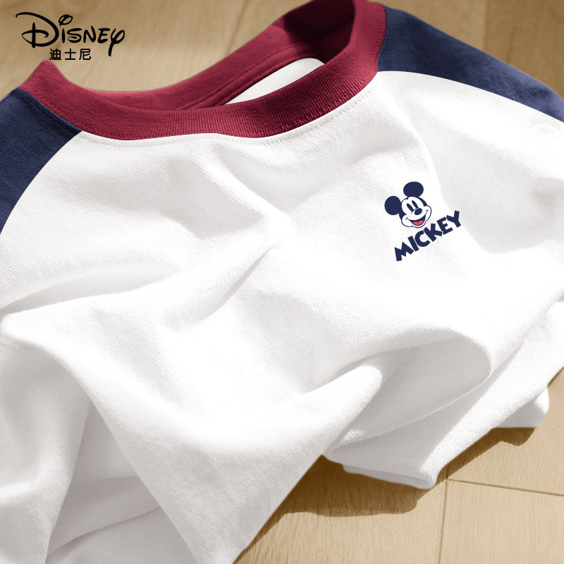 Футболка с короткими рукавами для мальчиков Disney, детская хлопковая футболка с короткими рукавами, 2026 летняя новая детская одежда, мужской тонкий топ для больших детей
