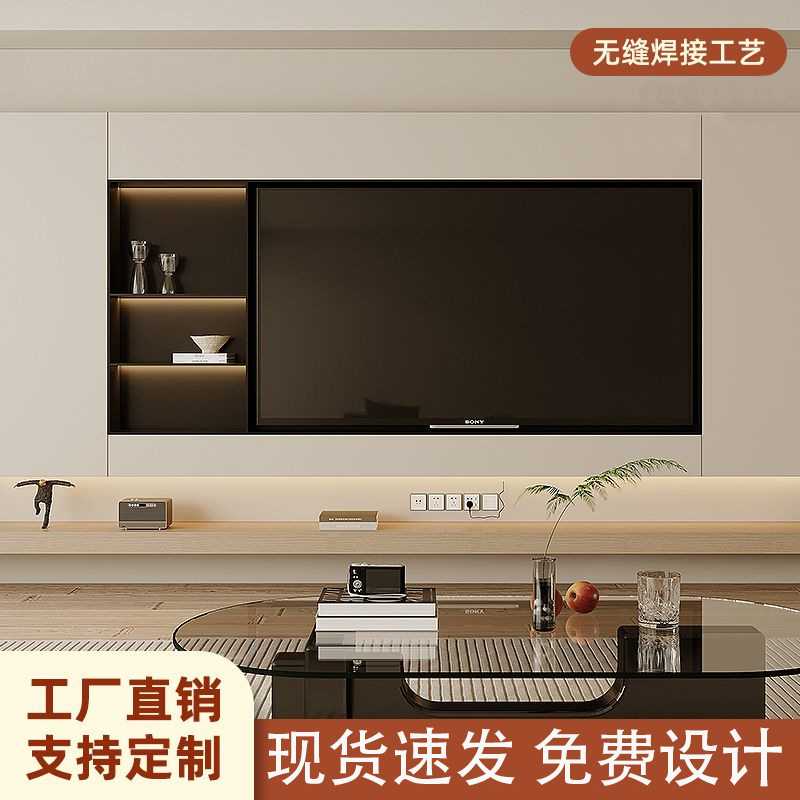 Stainless steel TV niche living room background wall metal TV cabinet embedded 65/75/85/100 inch niche