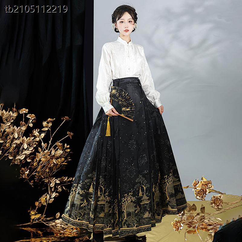 宜西盛歌オリジナル【花火亭】漢服女性用明朝風馬面スカートセット - 日常通勤に最適な新中国スタイル