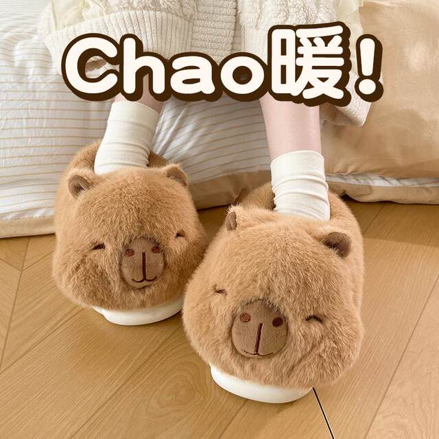Thick-soled cotton shoes for women, winter bag and outer wear, koala indoor and home, plus velvet and warm woolen cotton slippers