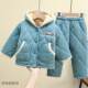 Autumn and winter Hunan Provincial clothing children's baby three-layer quilted pajamas plus velvet thickened warm home clothing set for boys and girls