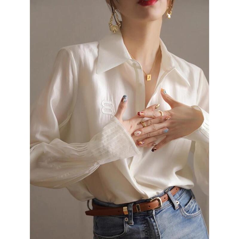 Japanese-Style French High-End Chic Tencel Shirt for Women, Spring and Autumn, Minimalist Mature Style, Stunning Shirt, Super Nice Top Japanese-Style French High-End Chic Tencel Shirt for Women, Spring and Autumn, Minimalist Mature Style, Stunning Shirt, Super Nice Top