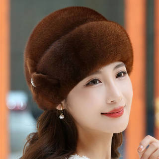 Whole Mink Fur Hat for Women, Winter Mink Fur Ear Protection Hat, Turban Hat, Fashionable Genuine Leather Mink Velvet Warm Cotton Hat