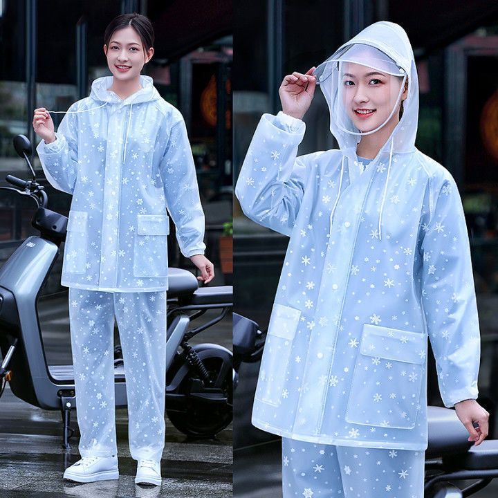 Raincoat and Rain Pants Set for Women, Thickened, Full-Body Storm-Proof, Suitable for Delivery Men, Electric Vehicle Use, All-In-One Work Rain Gear
