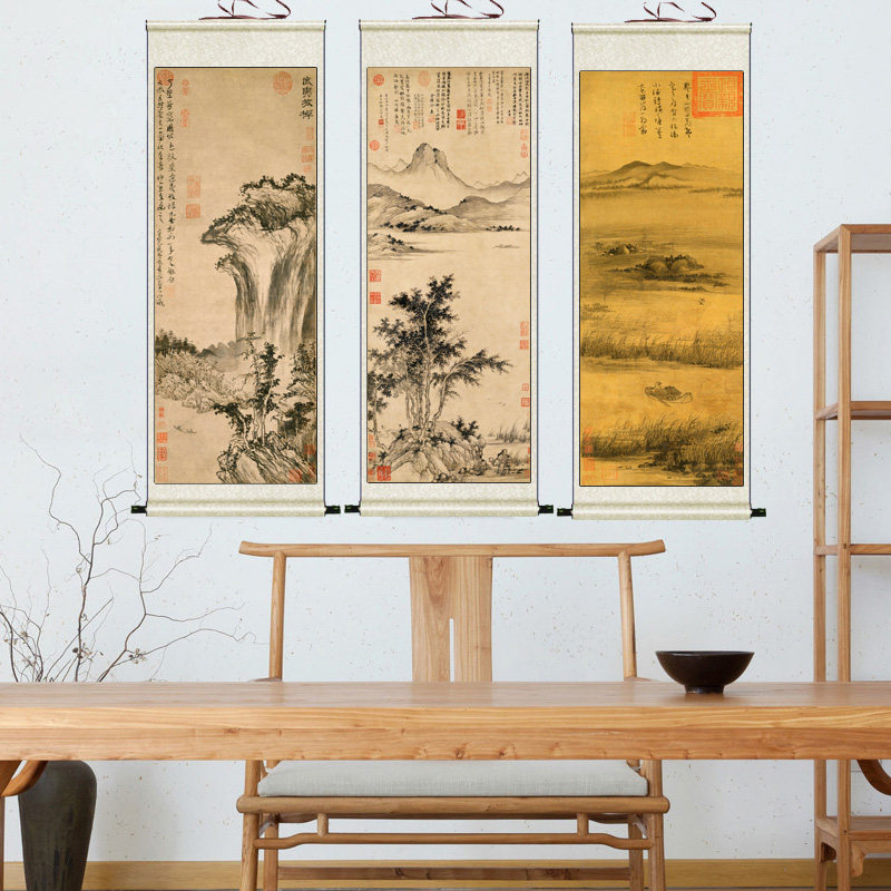 元代名家字画山水画卷轴画家x居玄关装饰画仿古画国画黄公望蜀道