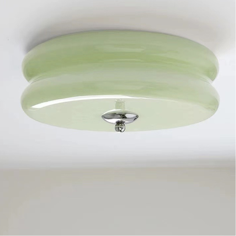 Bauhaus Cream White Jade Bedroom Study Matcha Green Glass Master Bedroom Mid-Century French Balcony Retro Ceiling Lamp