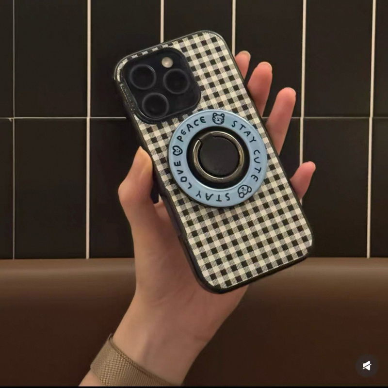 Lusi-Style Bubble Phone Case with Black and White Checkerboard Pattern, 17Pm Strong Magnetic Snap Stand, Record Player Design, Suitable for Apple 16 Pro Max/15 Plus/14/13, Anti-Drop Protective Case for Women Lusi-Style Bubble Phone Case with Black and White Checkerboard Pattern, 17Pm Strong Magnetic Snap Stand, Record Player Design, Suitable for Apple 16 Pro Max/15 Plus/14/13, Anti-Drop Protective Case for Women