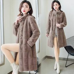 New Danish mink coat, imitation fur coat for women, thickened mink velvet, high-end, wide, wife, mother, winter wear, mid-length