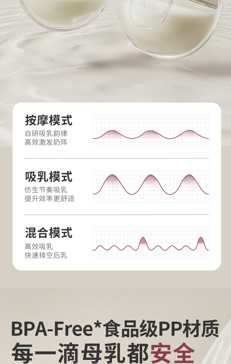 JUSTU免手扶单双边电动吸奶器静音全自动挤奶器穿戴式便携吸奶器 — 8