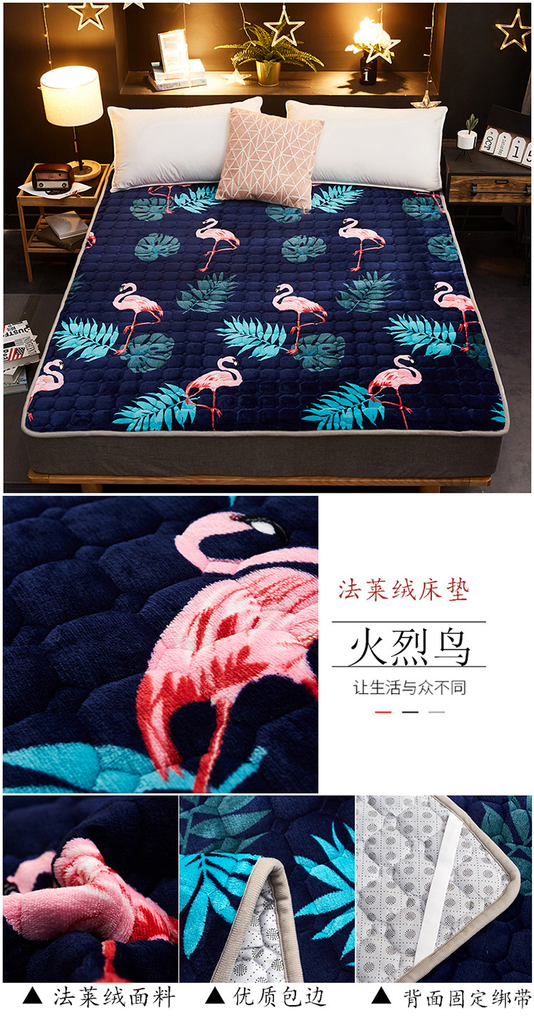 Flannel nệm có thể giặt mùa đông dày ấm giường chiếu đôi đơn 1,8m tấm bảo vệ chống trượt nệm 1m6