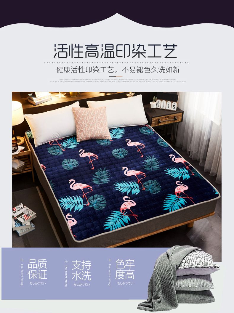 Flannel nệm có thể giặt mùa đông dày ấm giường chiếu đôi đơn 1,8m tấm bảo vệ chống trượt nệm 1m6